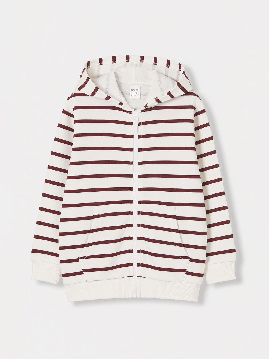 Bordo Çizgili Erkek Çocuk Fermuarlı Sweatshirt