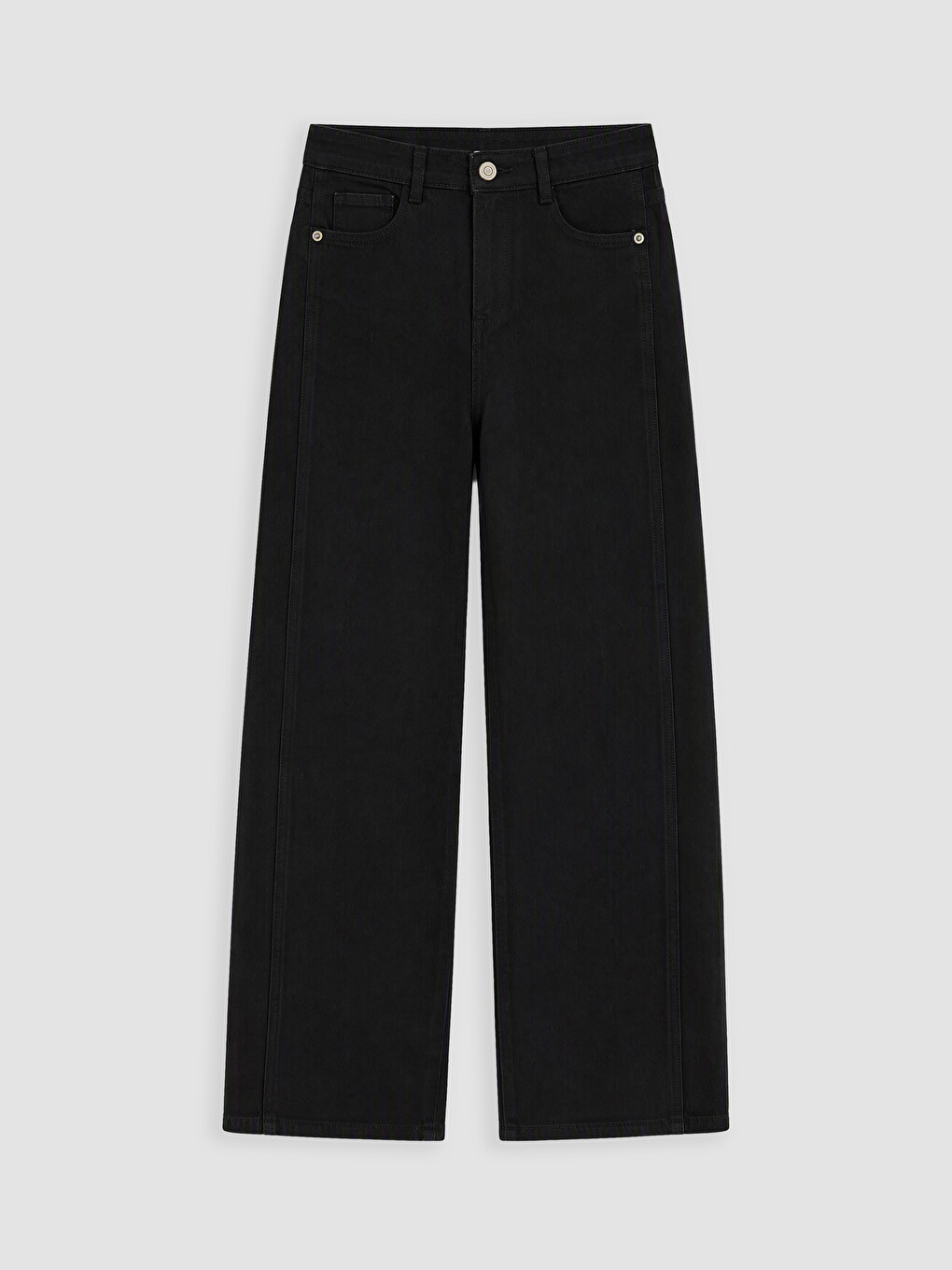 Siyah Wideleg Kız Çocuk Gabardin Pantolon