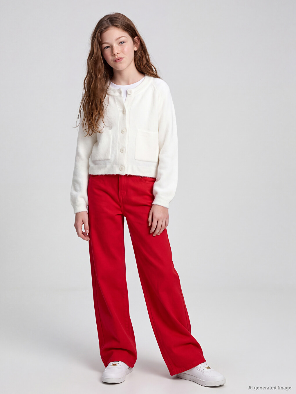 Wideleg Girls' Gabardine Trousers