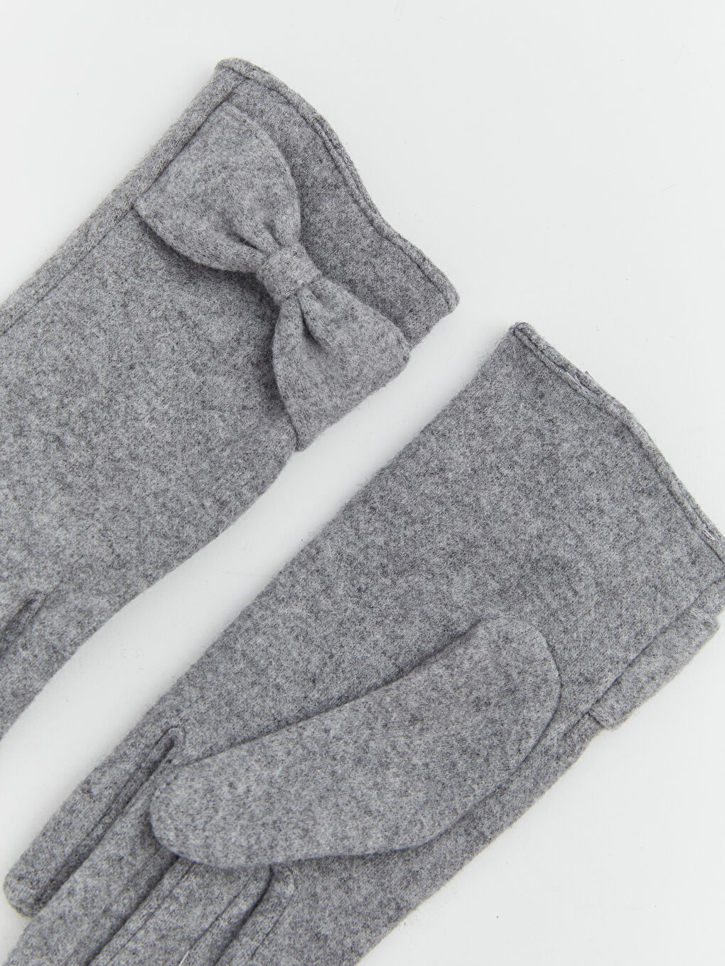 Gri Fiyonk Detaylı Kadın Eldiven-2