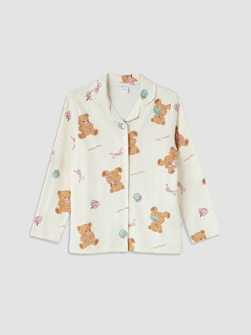 Collared Neck Printed Girls' Pyjamas Set-2
