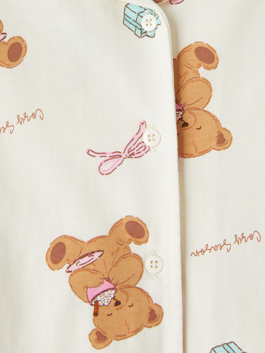 Collared Neck Printed Girls' Pyjamas Set-3
