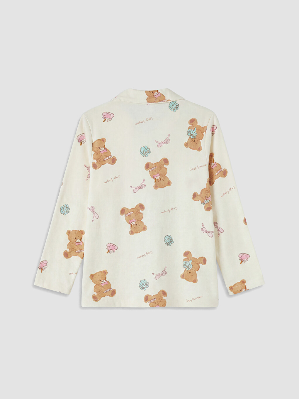 Collared Neck Printed Girls' Pyjamas Set-4