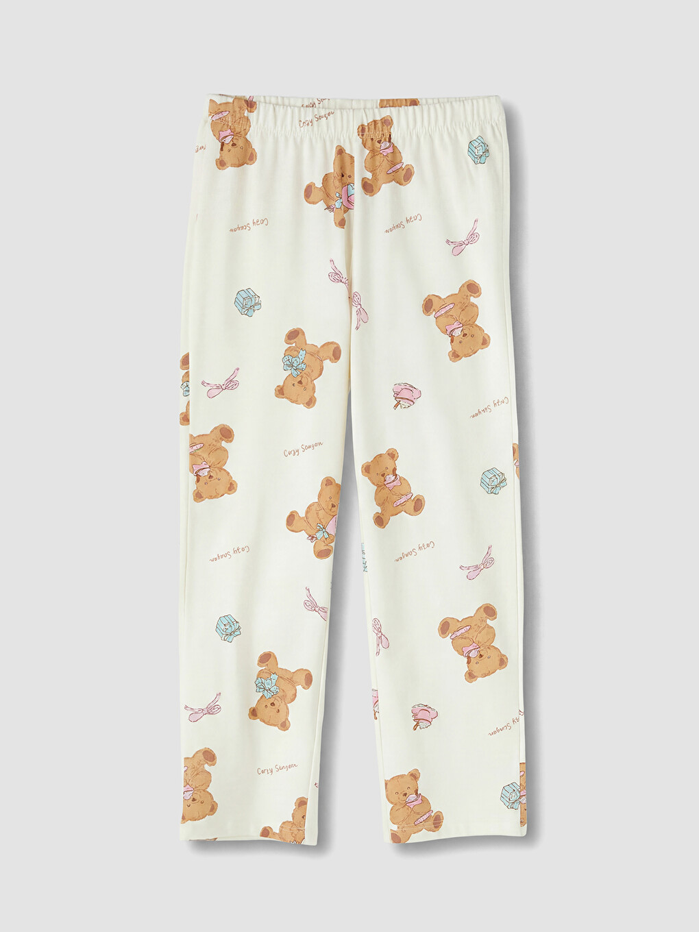 Collared Neck Printed Girls' Pyjamas Set-5