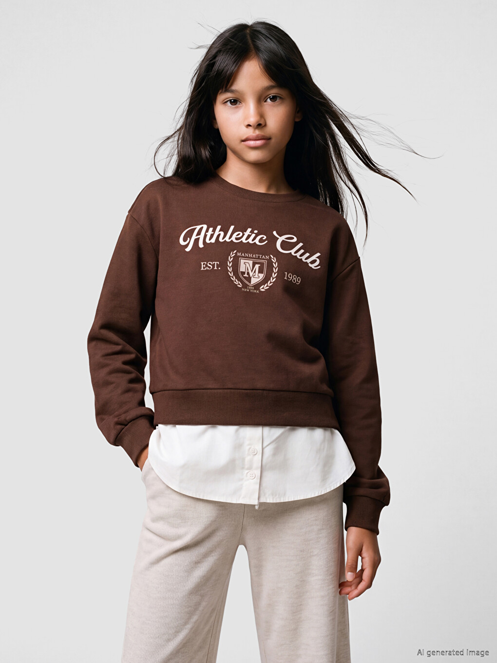 Printed Girls' Thick Sweatshirt-1