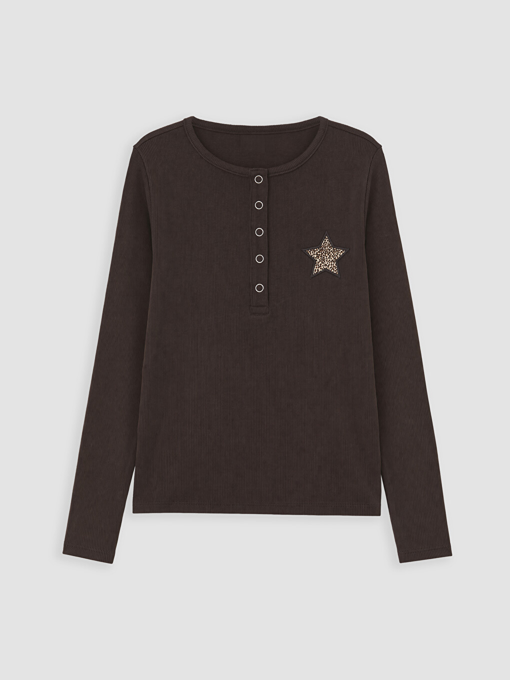 Tricou Slim Cu Guler Rotund Brodat Cu Stea Pentru Fată