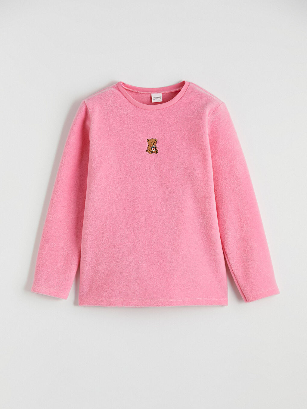 Pembe Ayı Nakışlı Kız Çocuk Polar Pijama Takım-1