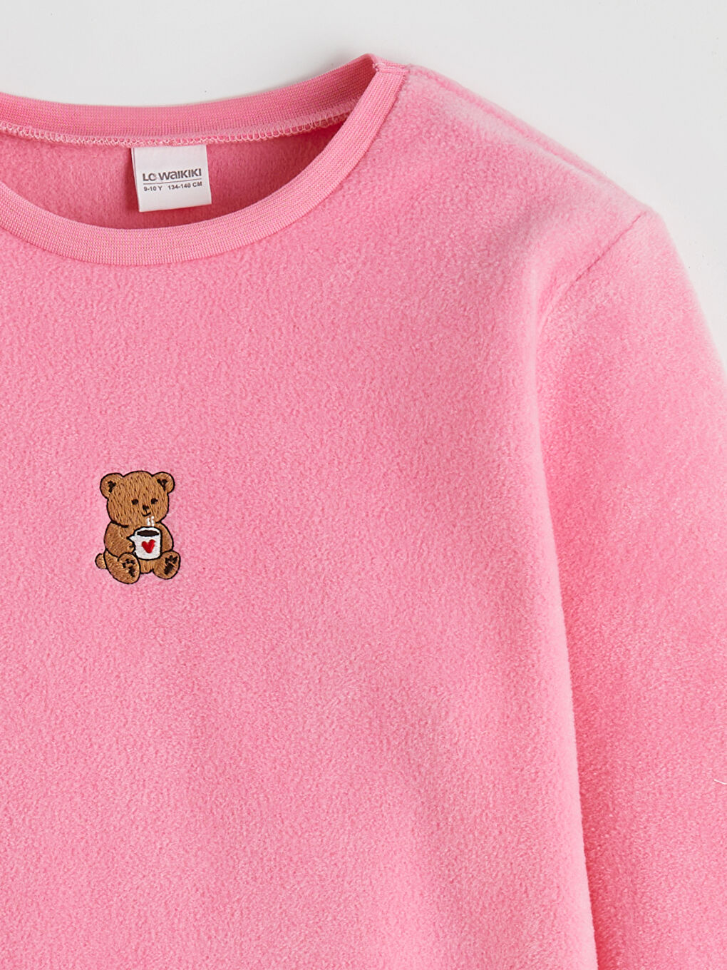 Pembe Ayı Nakışlı Kız Çocuk Polar Pijama Takım-2