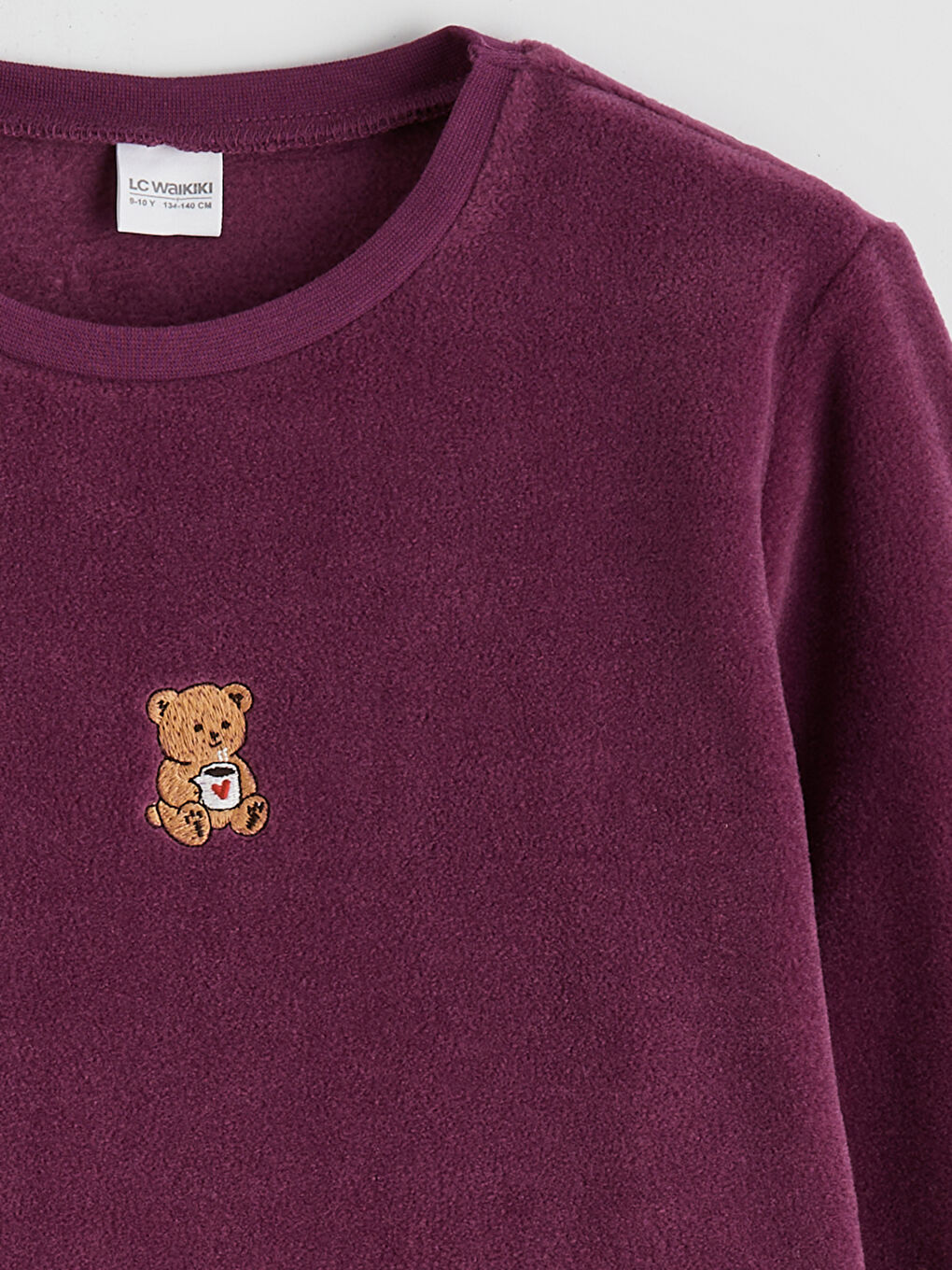 Mor Ayı Nakışlı Kız Çocuk Polar Pijama Takım-2