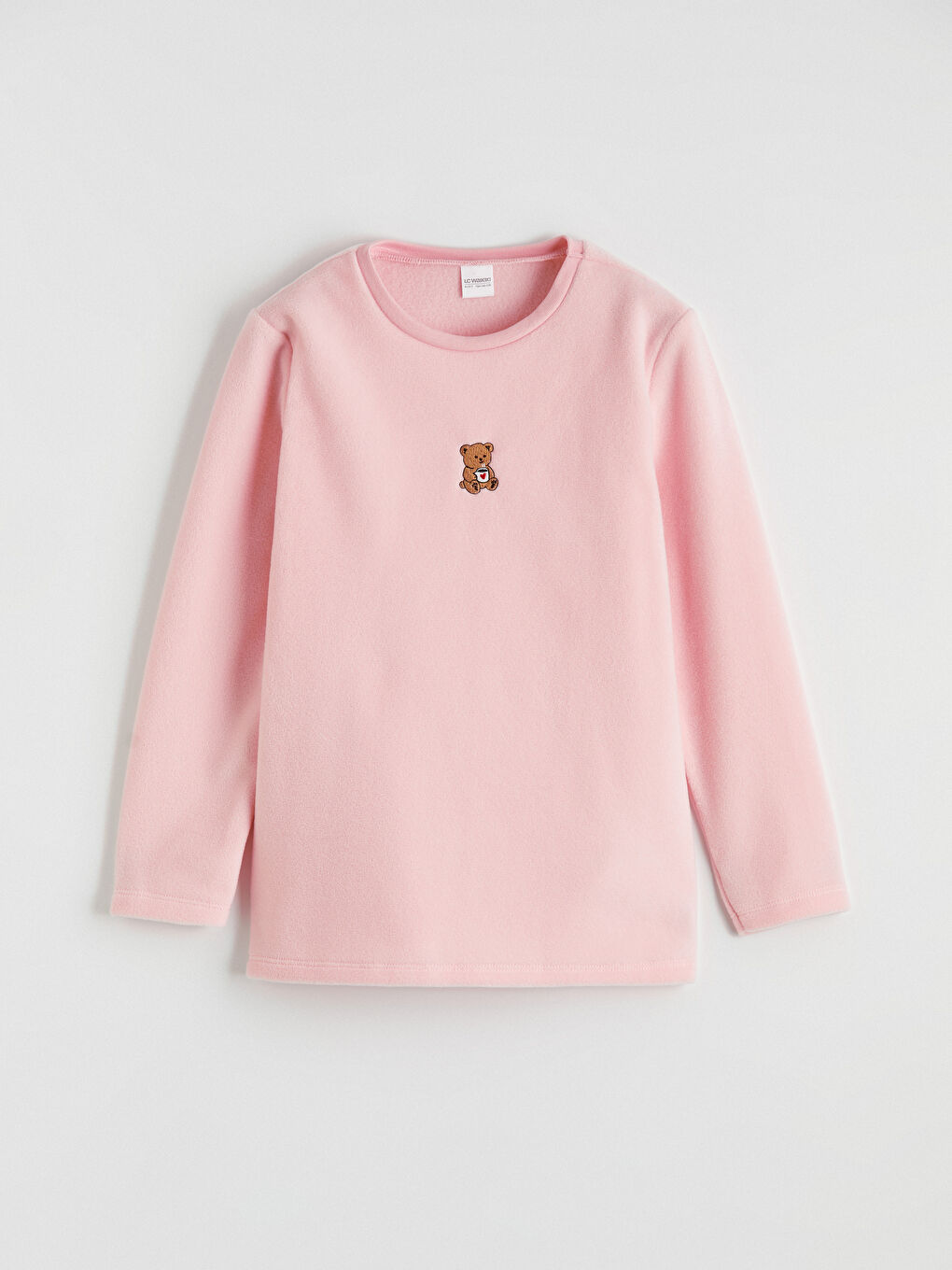 Pembe Ayı Nakışlı Kız Çocuk Polar Pijama Takım-1