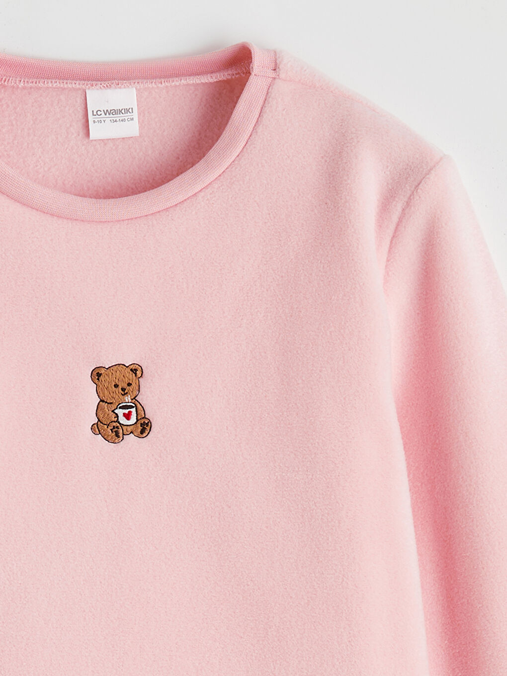 Pembe Ayı Nakışlı Kız Çocuk Polar Pijama Takım-2