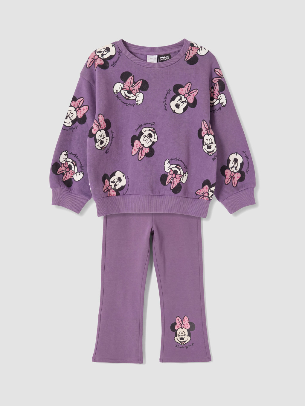 Mor Minnie Mouse Baskılı Kız Çocuk Takım-1