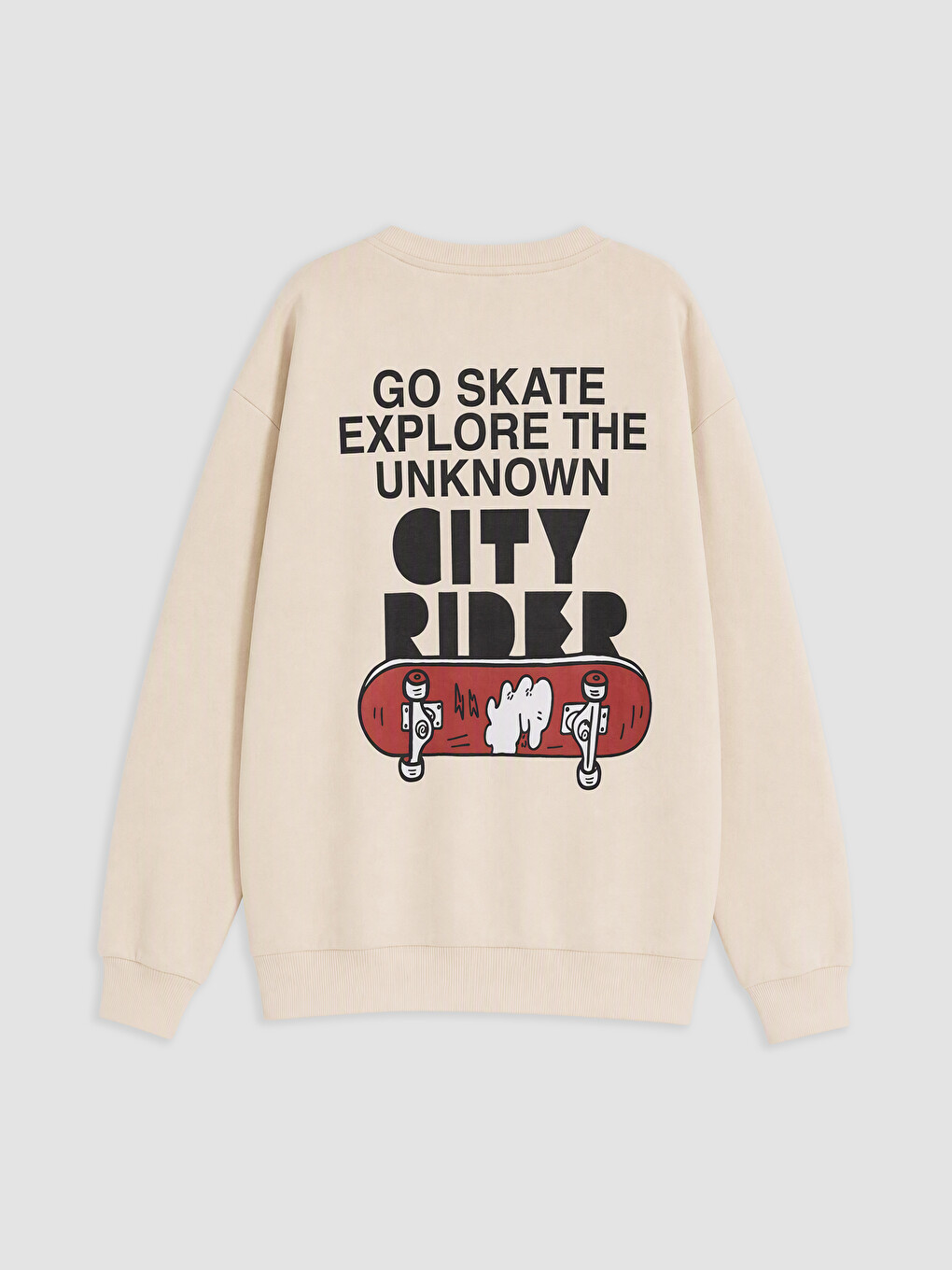 Bej Baskılı Erkek Çocuk Kalın Sweatshirt-1
