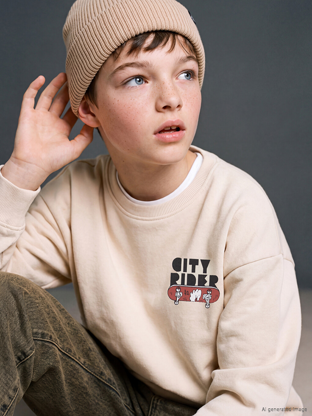 Printed Boys' Thick Sweatshirt-1