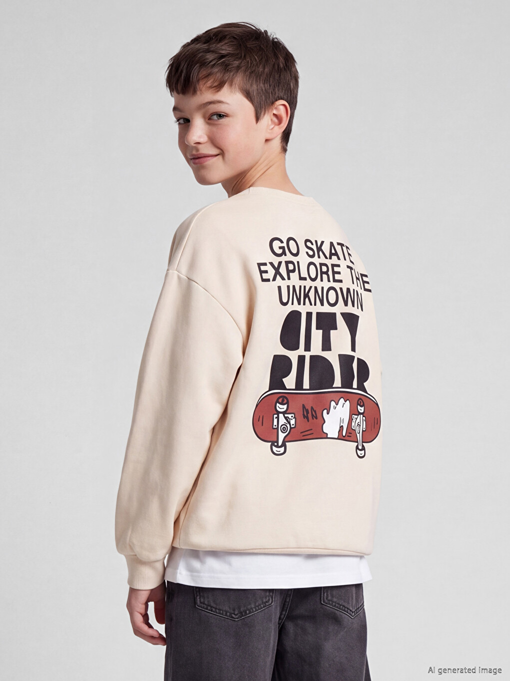 Printed Boys' Thick Sweatshirt-2