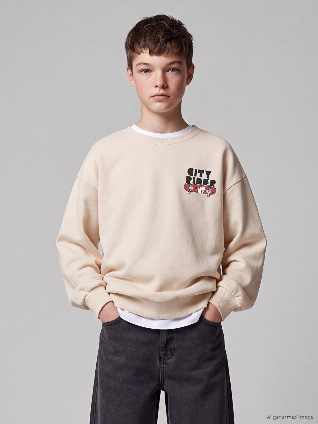 Printed Boys' Thick Sweatshirt-4