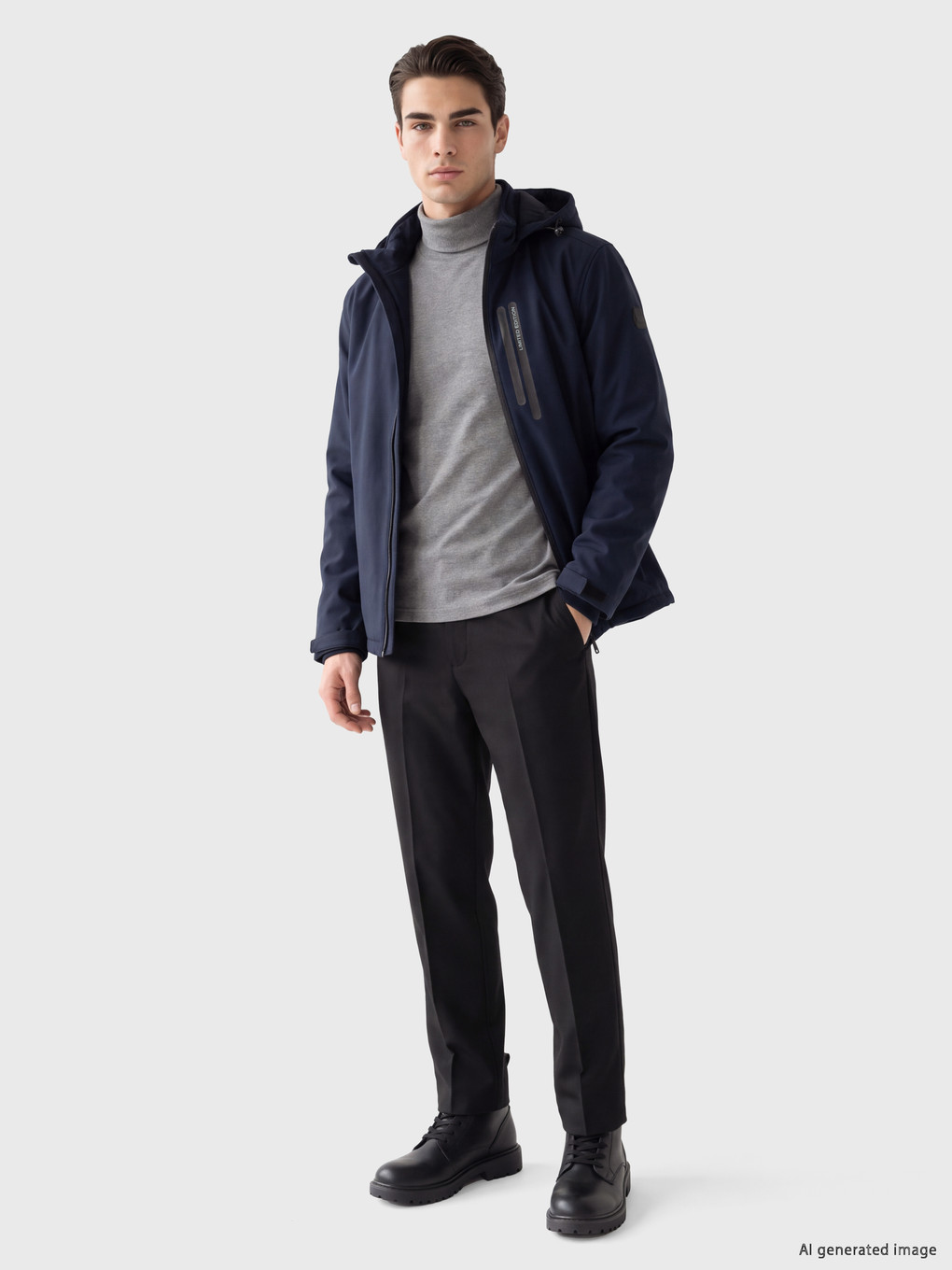Lacivert Regular Fit Kapüşonlu Erkek Mont-1
