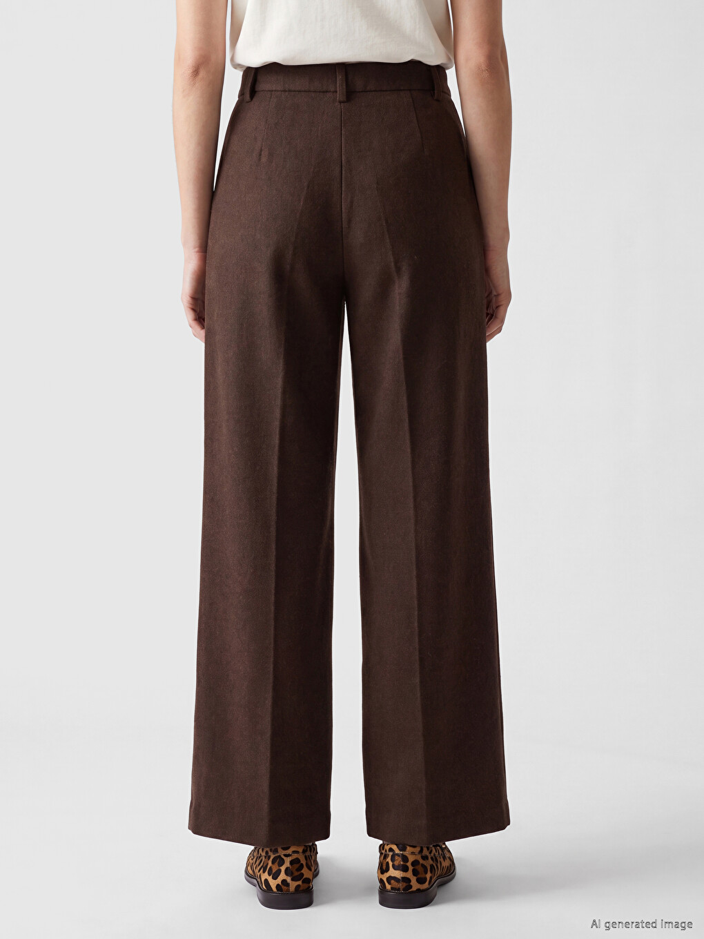 High Waist Pleated Women's Fabric Trousers-3