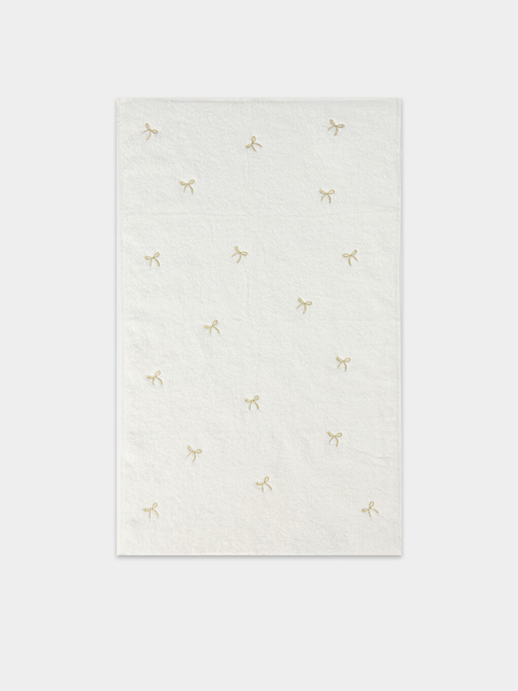 Beyaz Fiyonk Nakışlı Pamuklu Yüz Havlusu 50x80 Cm-1