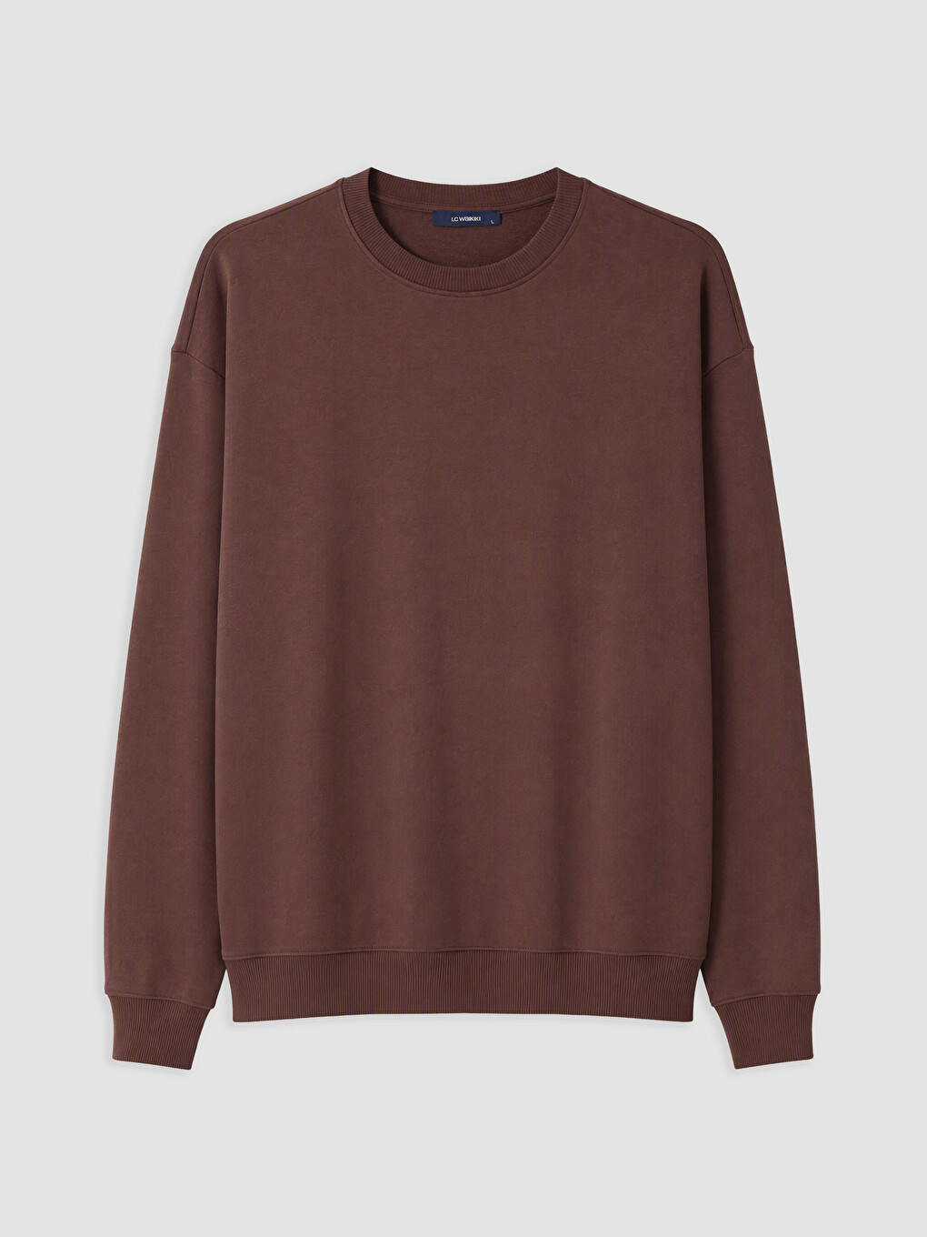 Kahverengi Bisiklet Yaka Erkek Sweatshirt