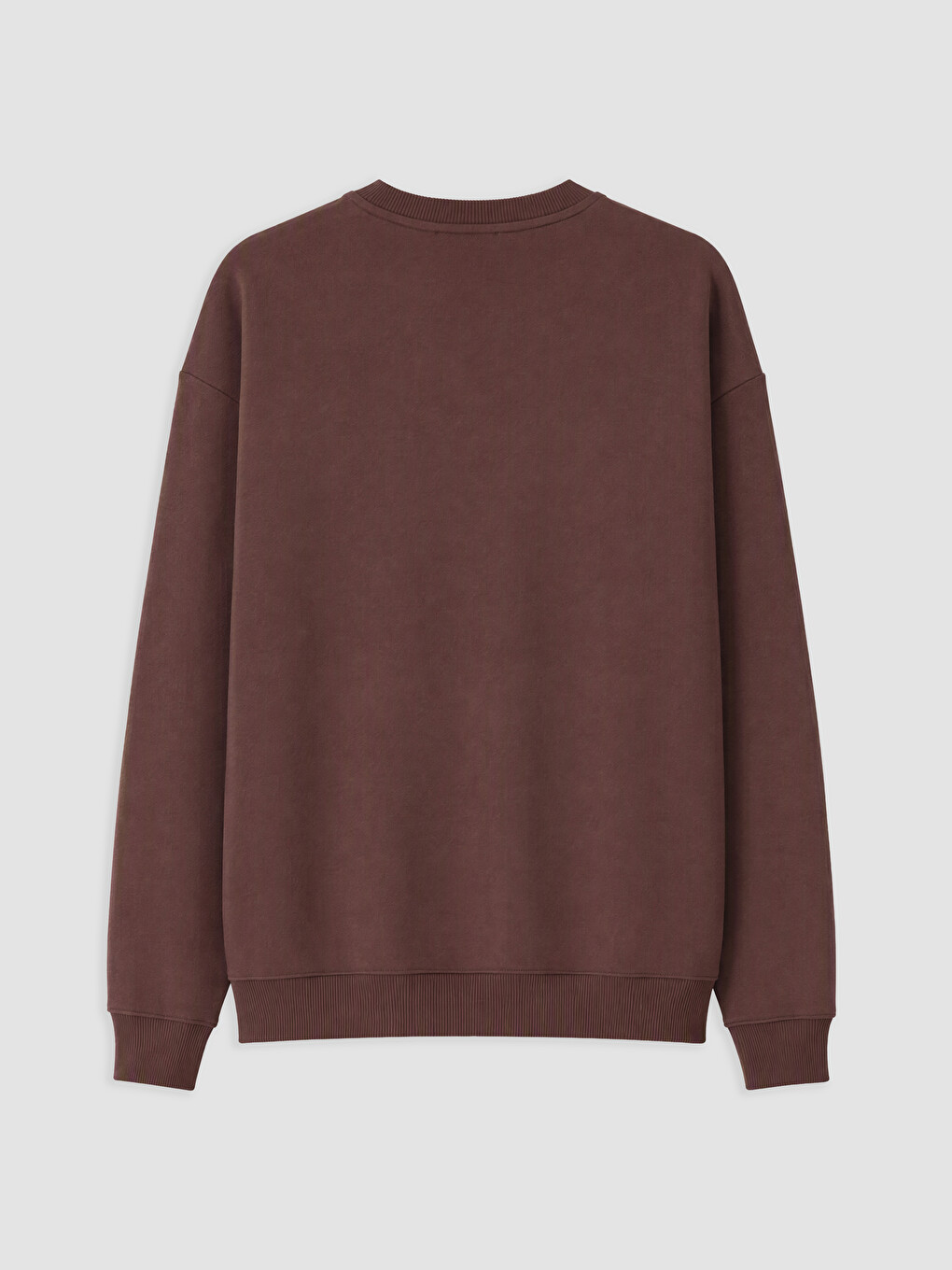 Kahverengi Bisiklet Yaka Erkek Sweatshirt-1