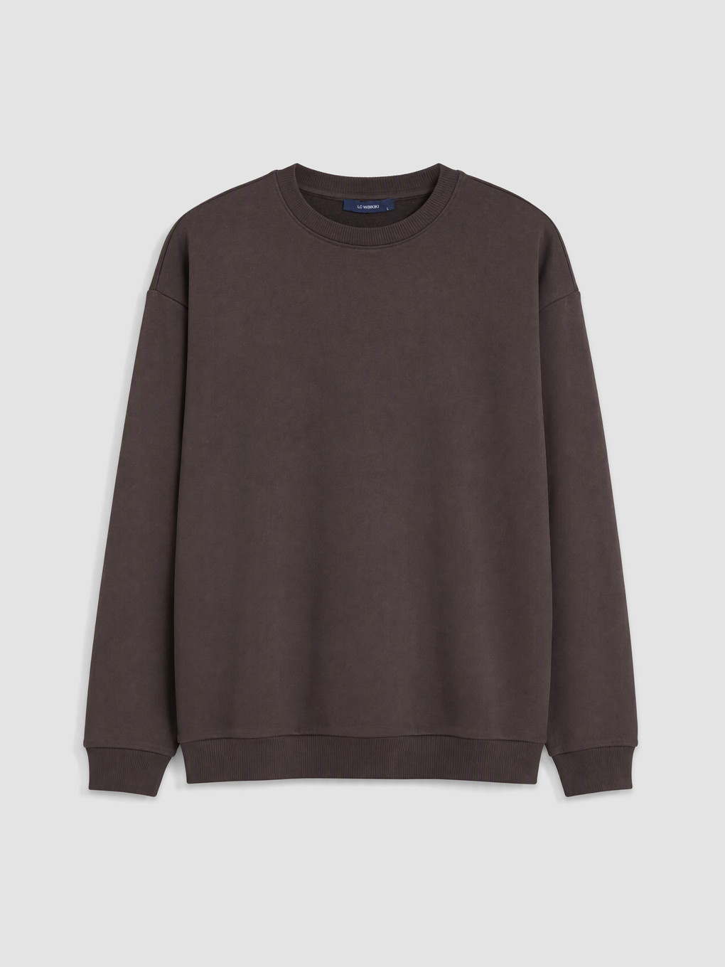 Kahverengi Bisiklet Yaka Erkek Sweatshirt