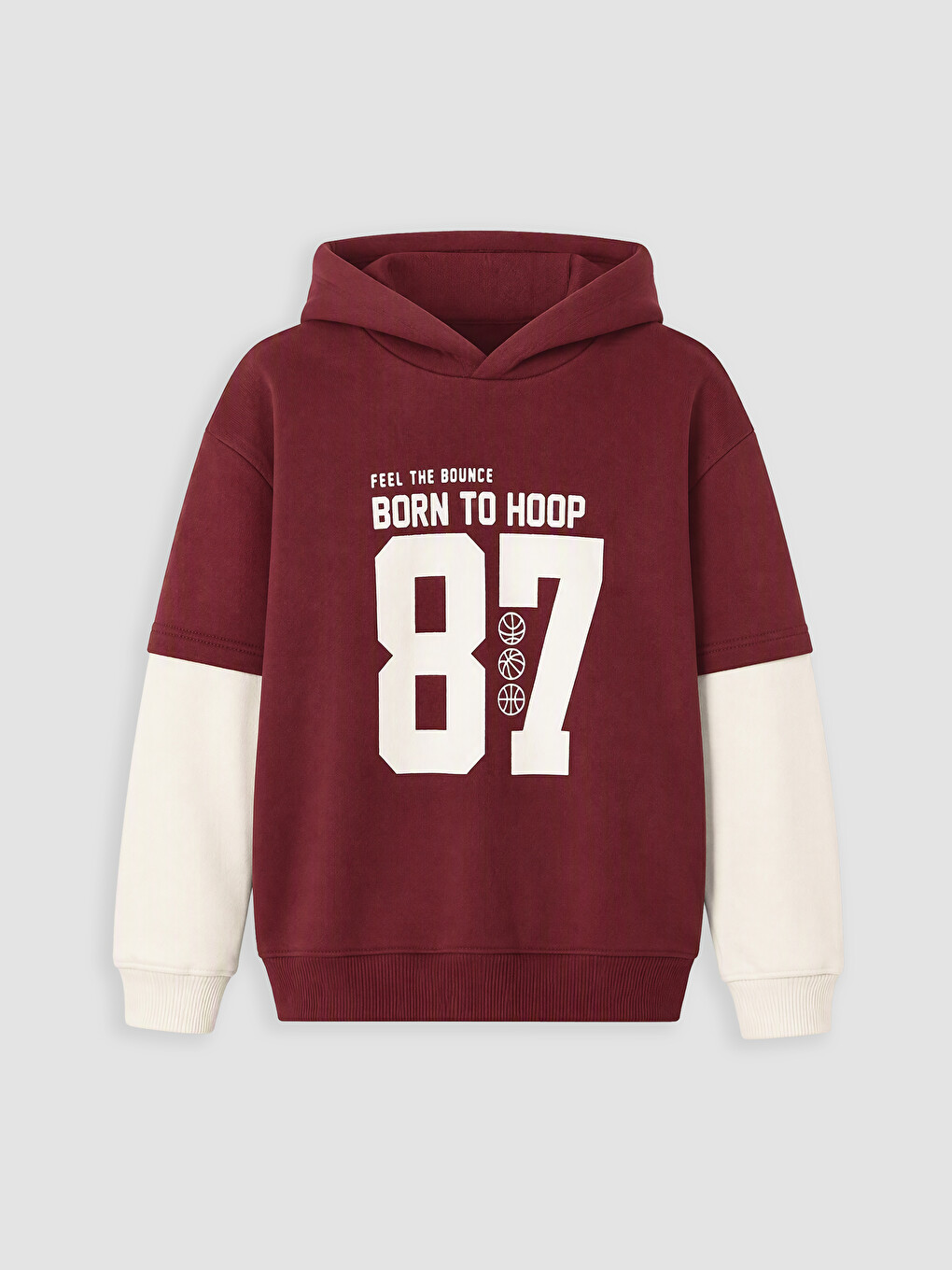 Bordo Erkek Çocuk Kalın Sweatshirt