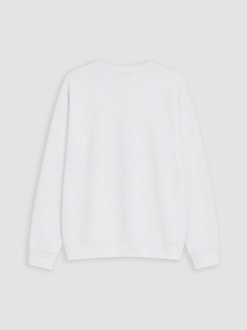 Beyaz Bisiklet Yaka Baskılı Erkek Sweatshirt-2