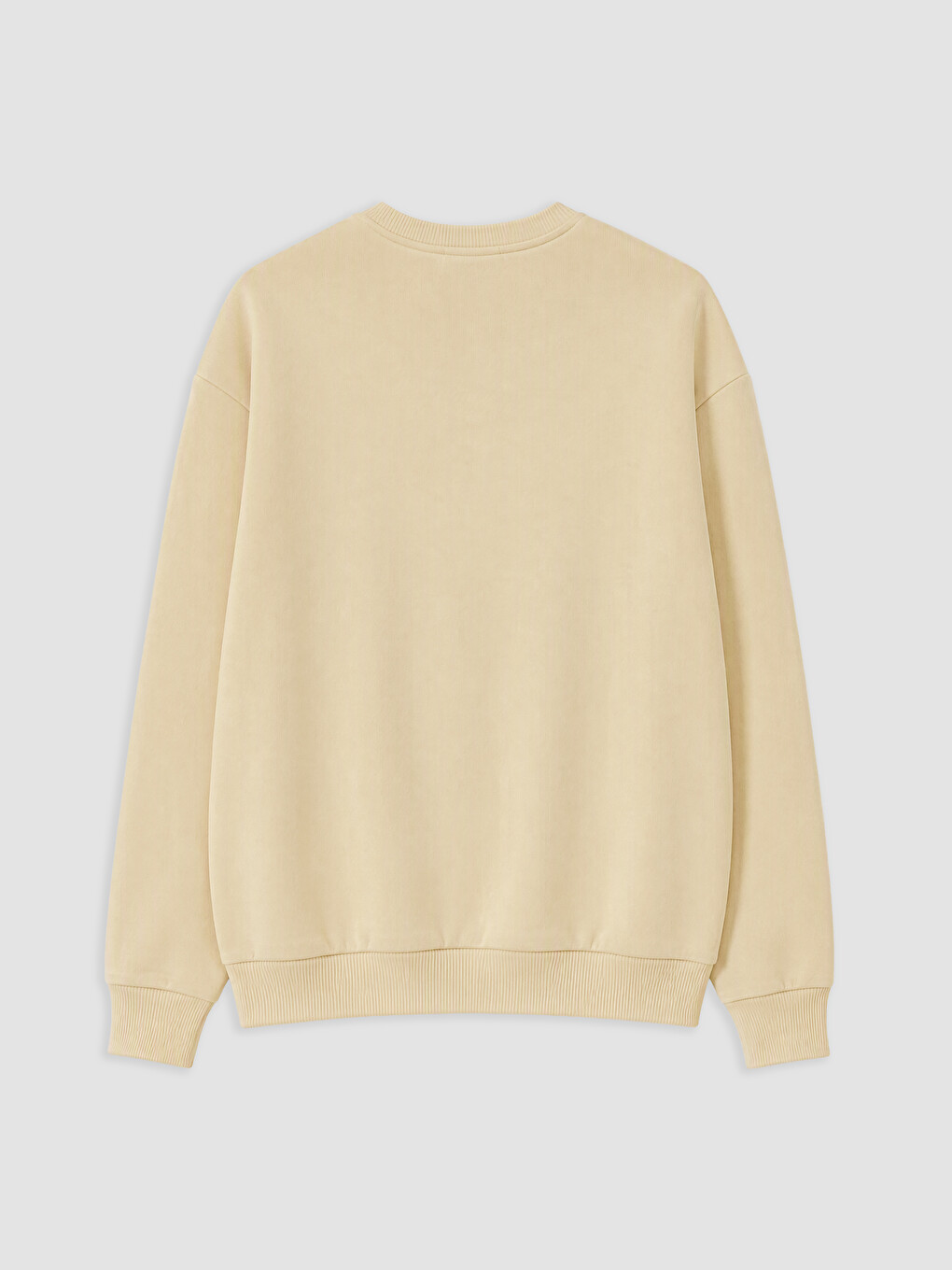 Bej Bisiklet Yaka Baskılı Erkek Sweatshirt-5
