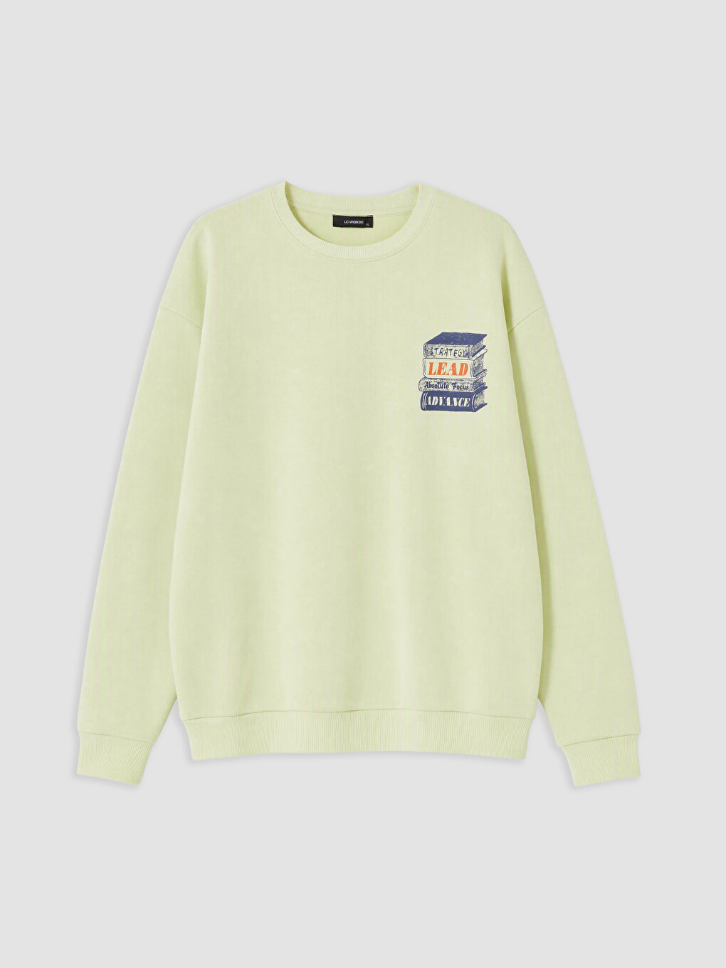 Yeşil Bisiklet Yaka Baskılı Erkek Sweatshirt