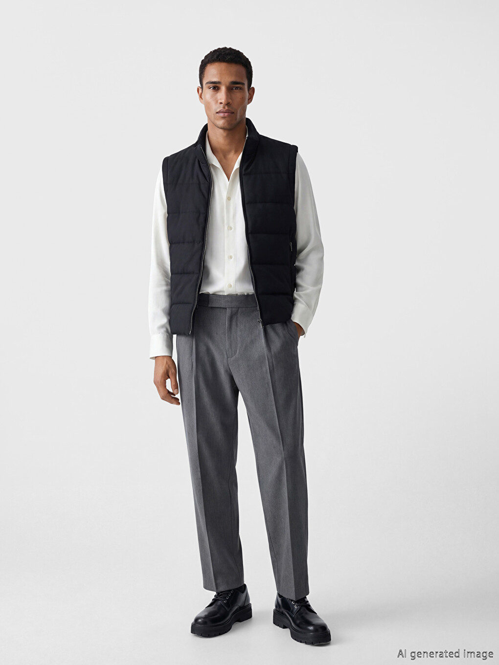 Slim Fit Тік Жағалы Ерлерге Арналған Пуховик Жилет-1