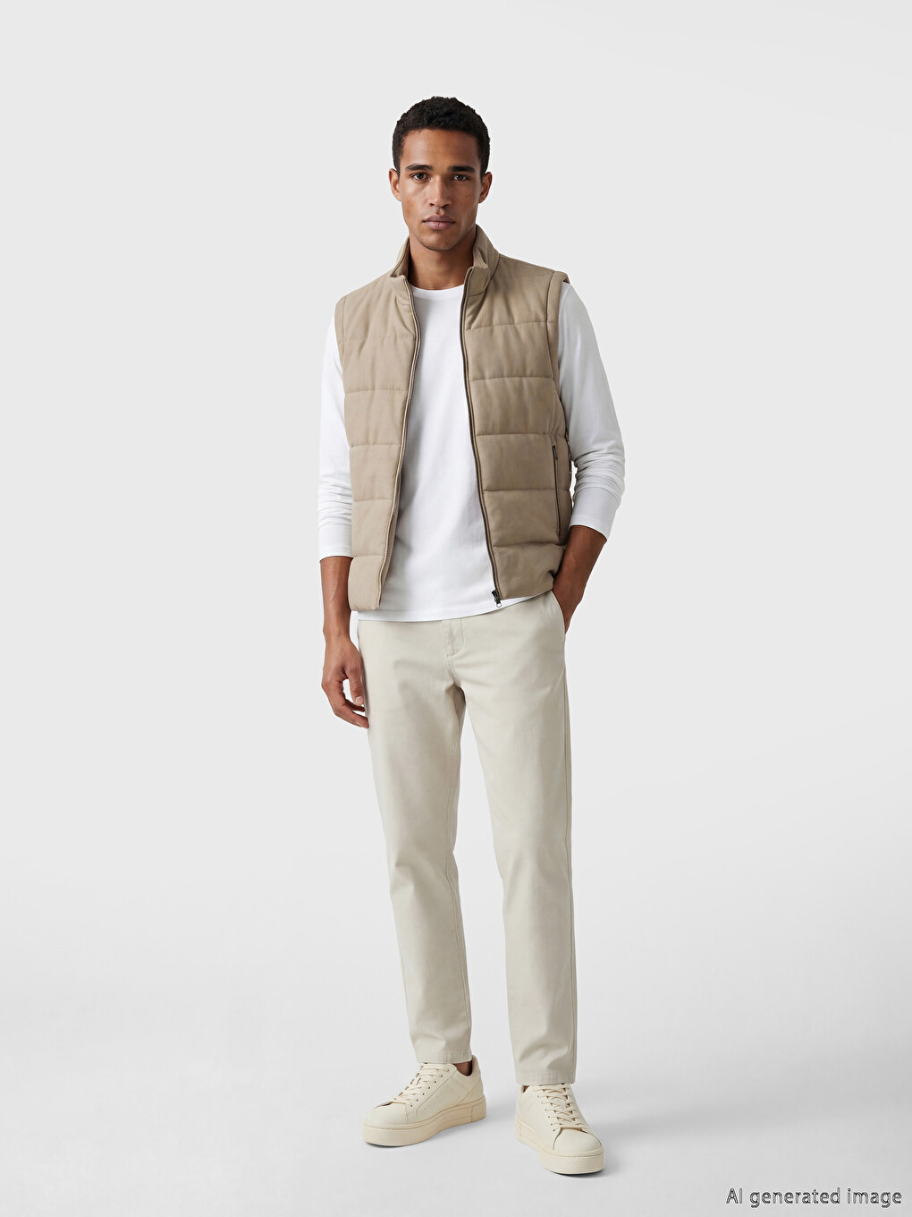 Slim Fit Тік Жағалы Ерлерге Арналған Пуховик Жилет-1