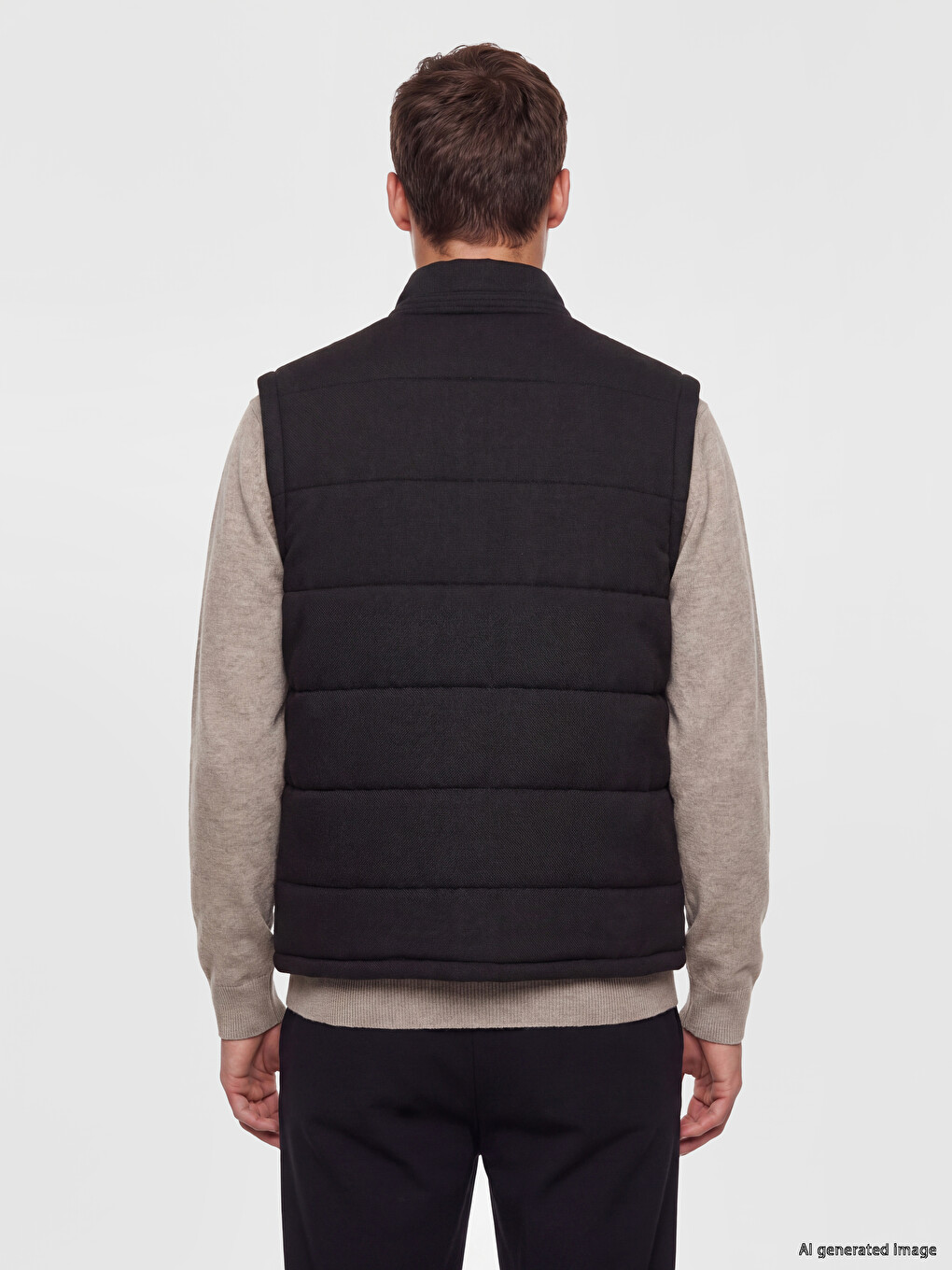 Vestă Matlasată Pentru Bărbați Slim Fit Cu Guler Înalt-3
