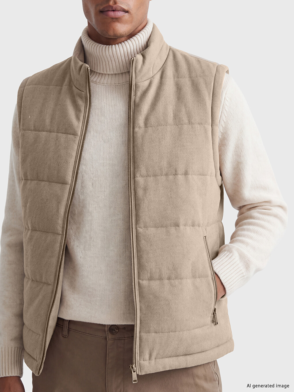 Slim Fit Stand-up Collar Men's Puffer Vest-2