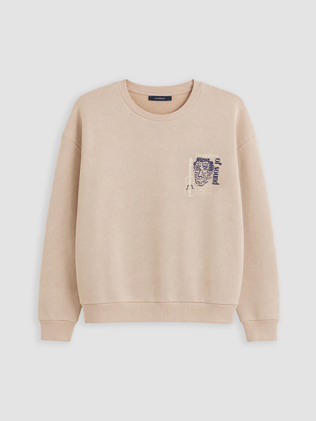 Mürdüm Bisiklet Yaka Baskılı Erkek Sweatshirt-3