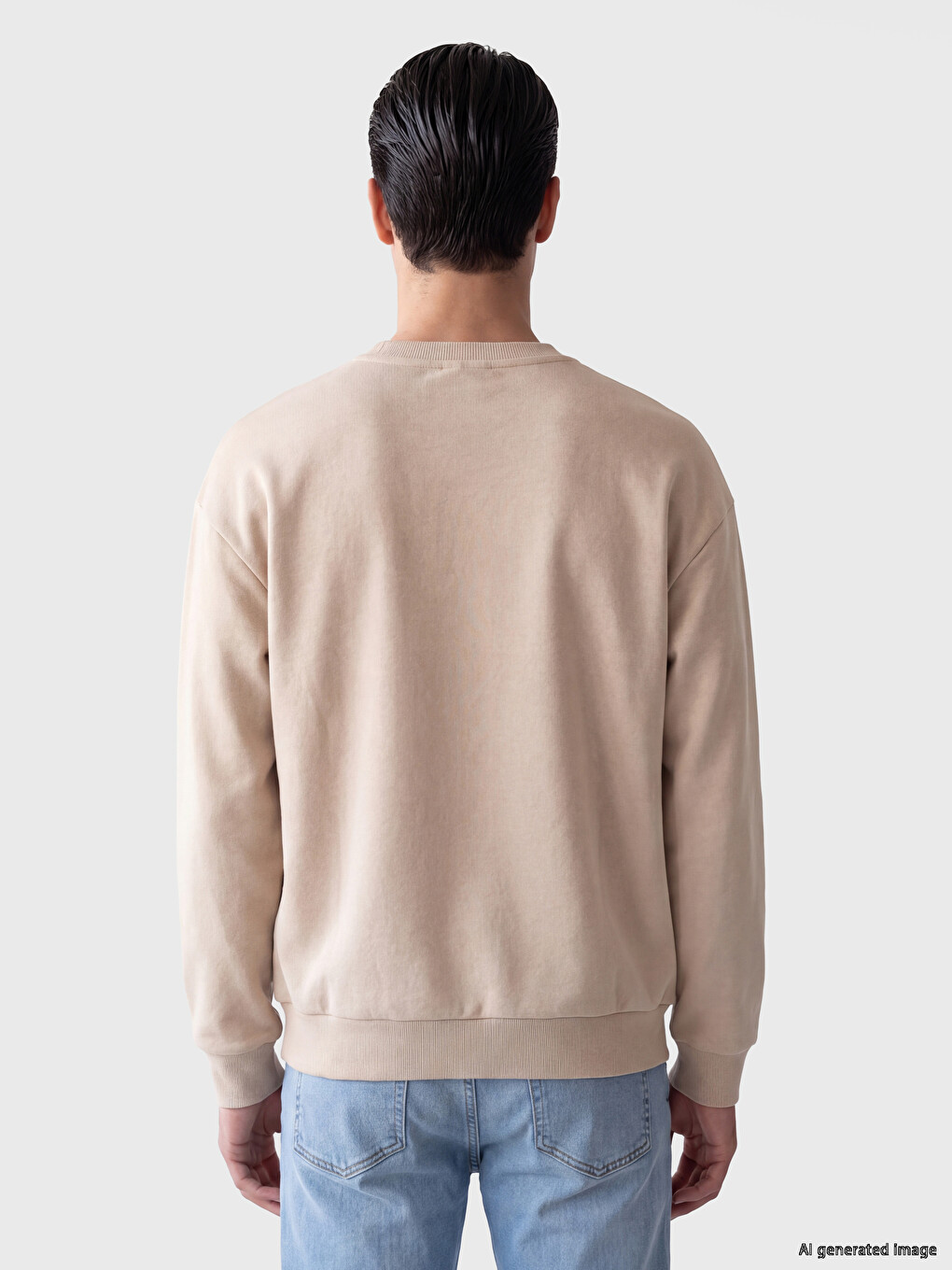 Mürdüm Bisiklet Yaka Baskılı Erkek Sweatshirt-2