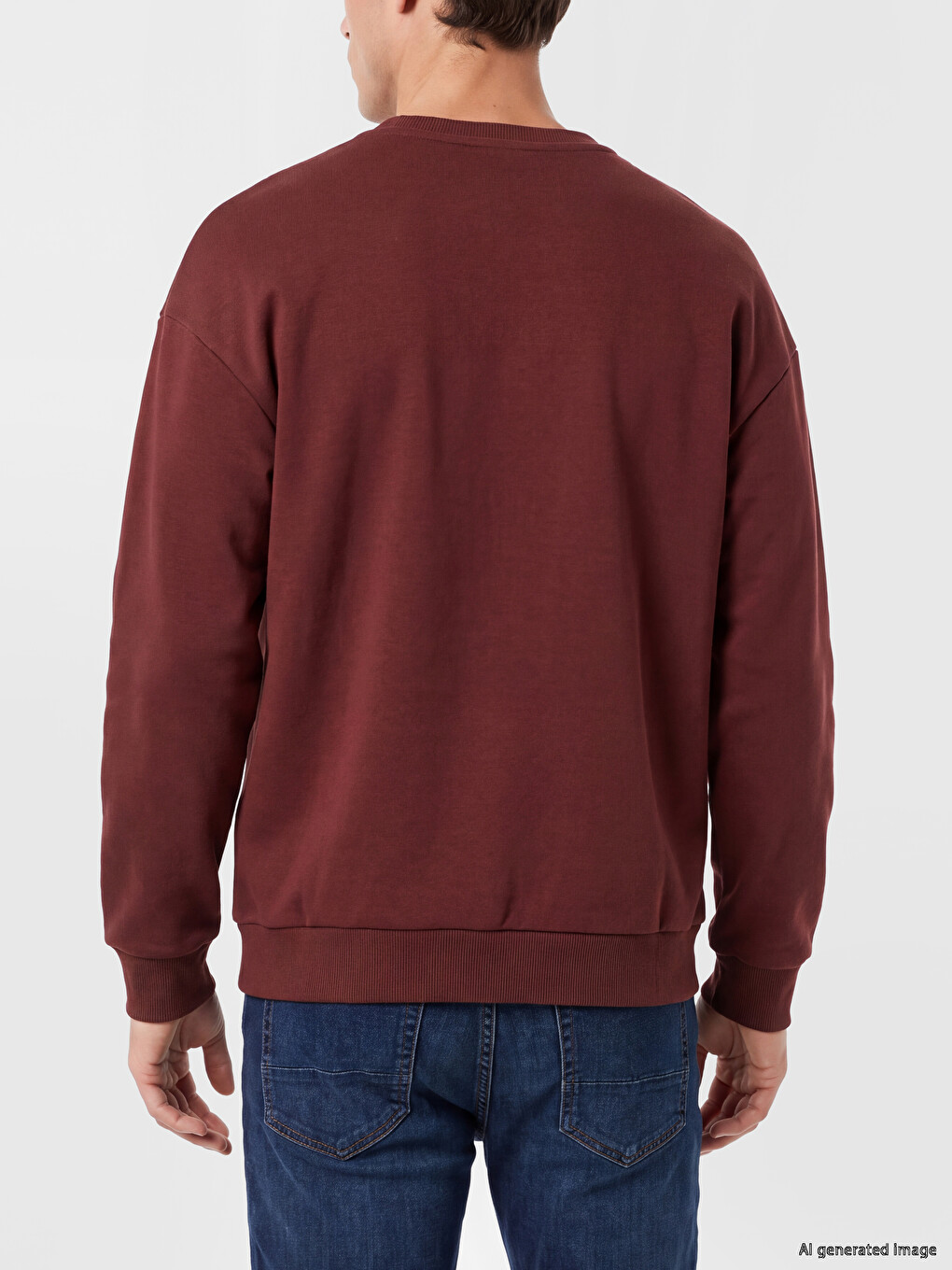 Kahverengi Bisiklet Yaka Baskılı Erkek Sweatshirt-3