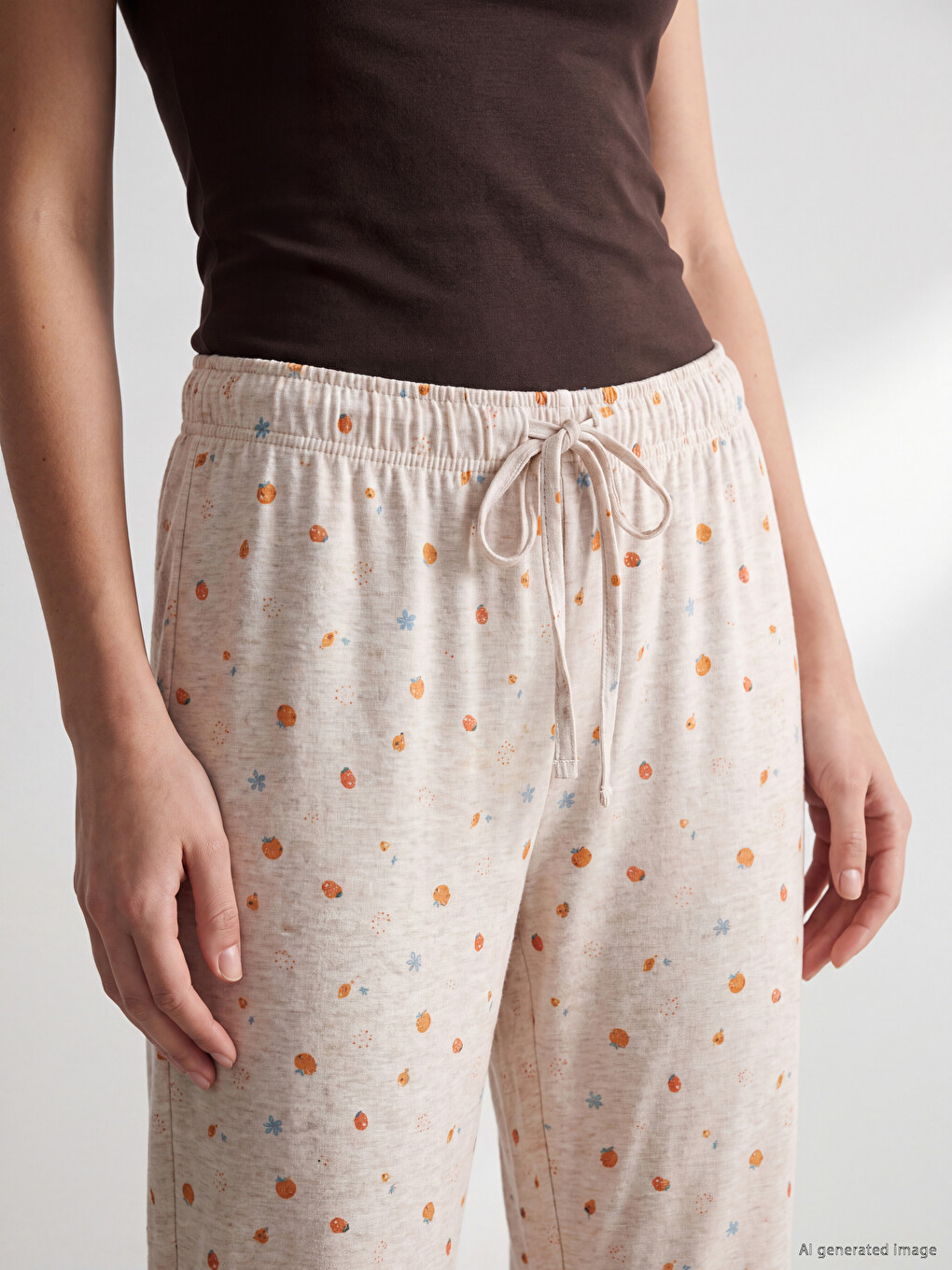 Karışık Beli Lastikli Baskılı Kadın Pijama Altı-2