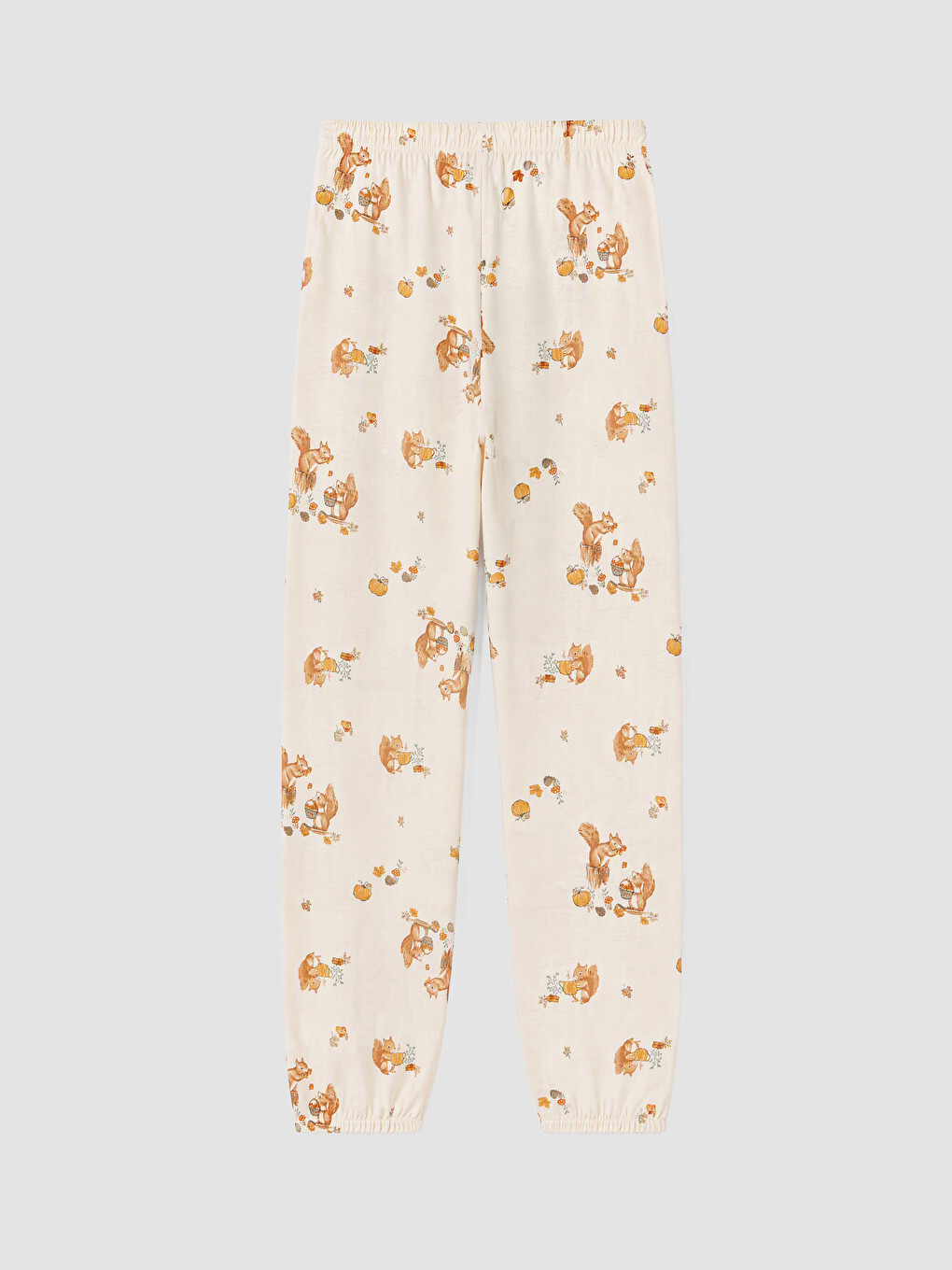 Ekru Desenli Kadın Jogger Pijama Alt-2