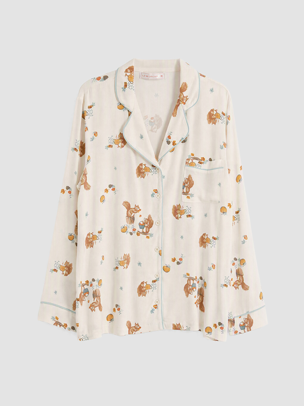 Shirt Collar Patterned Women's Pyjamas Set-5