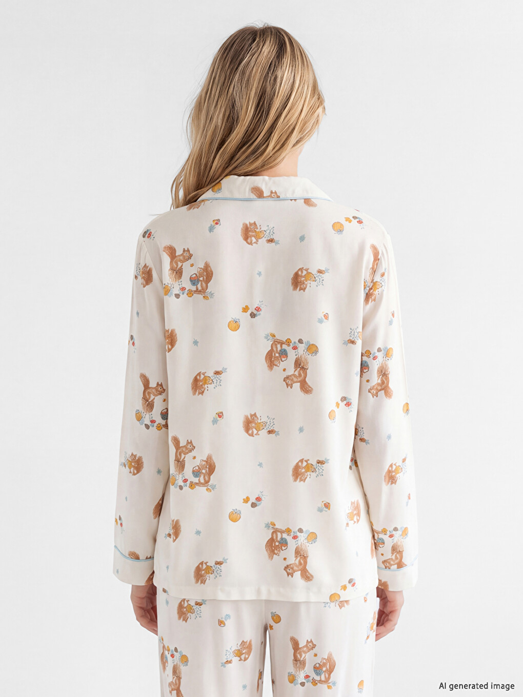 Shirt Collar Patterned Women's Pyjamas Set-3