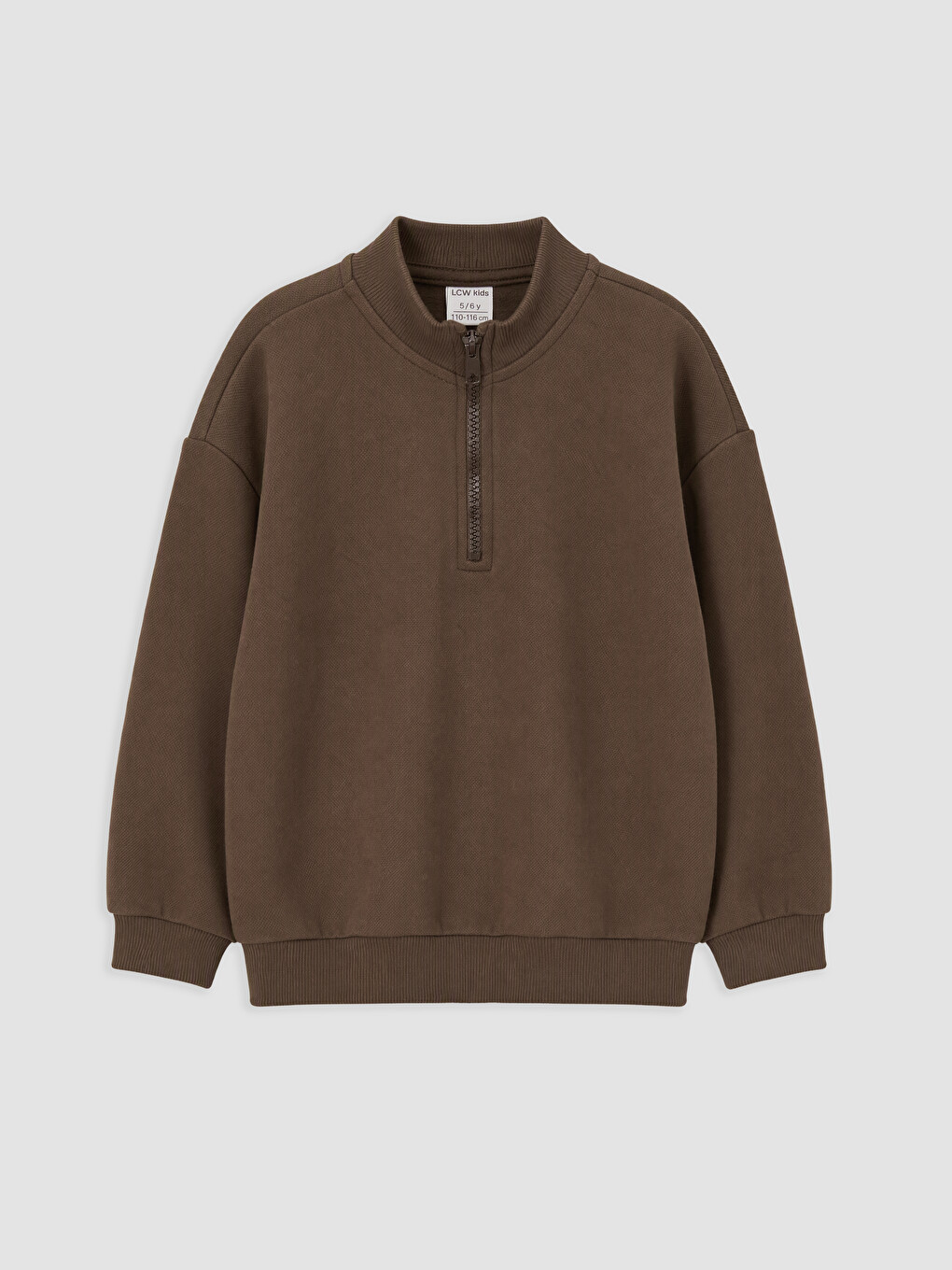 Kahverengi Dik Yaka Erkek Çocuk Sweatshirt