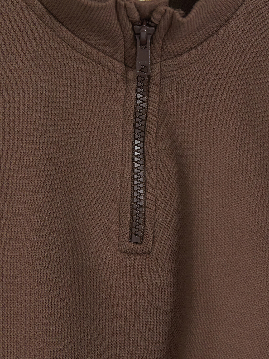 Kahverengi Dik Yaka Erkek Çocuk Sweatshirt-1