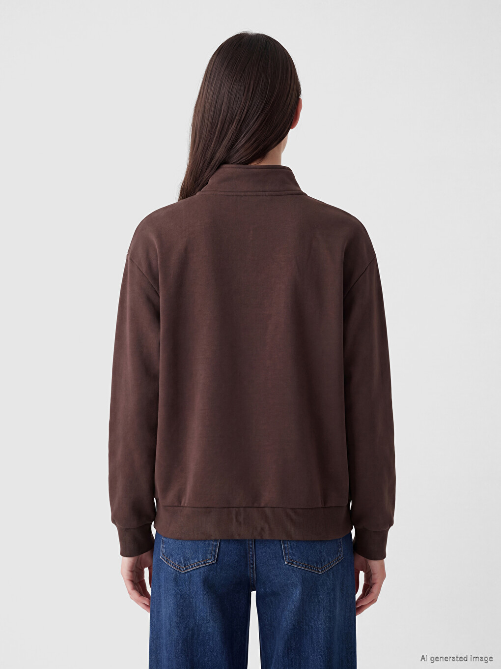 Mock Neck Embroidered Women's Sweatshirt-3
