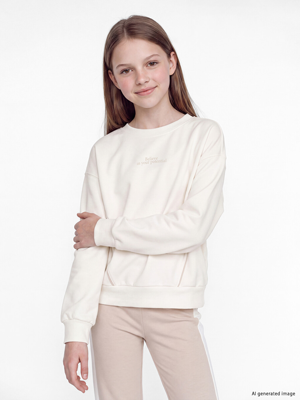 Slogan Printed Girls' Set-1
