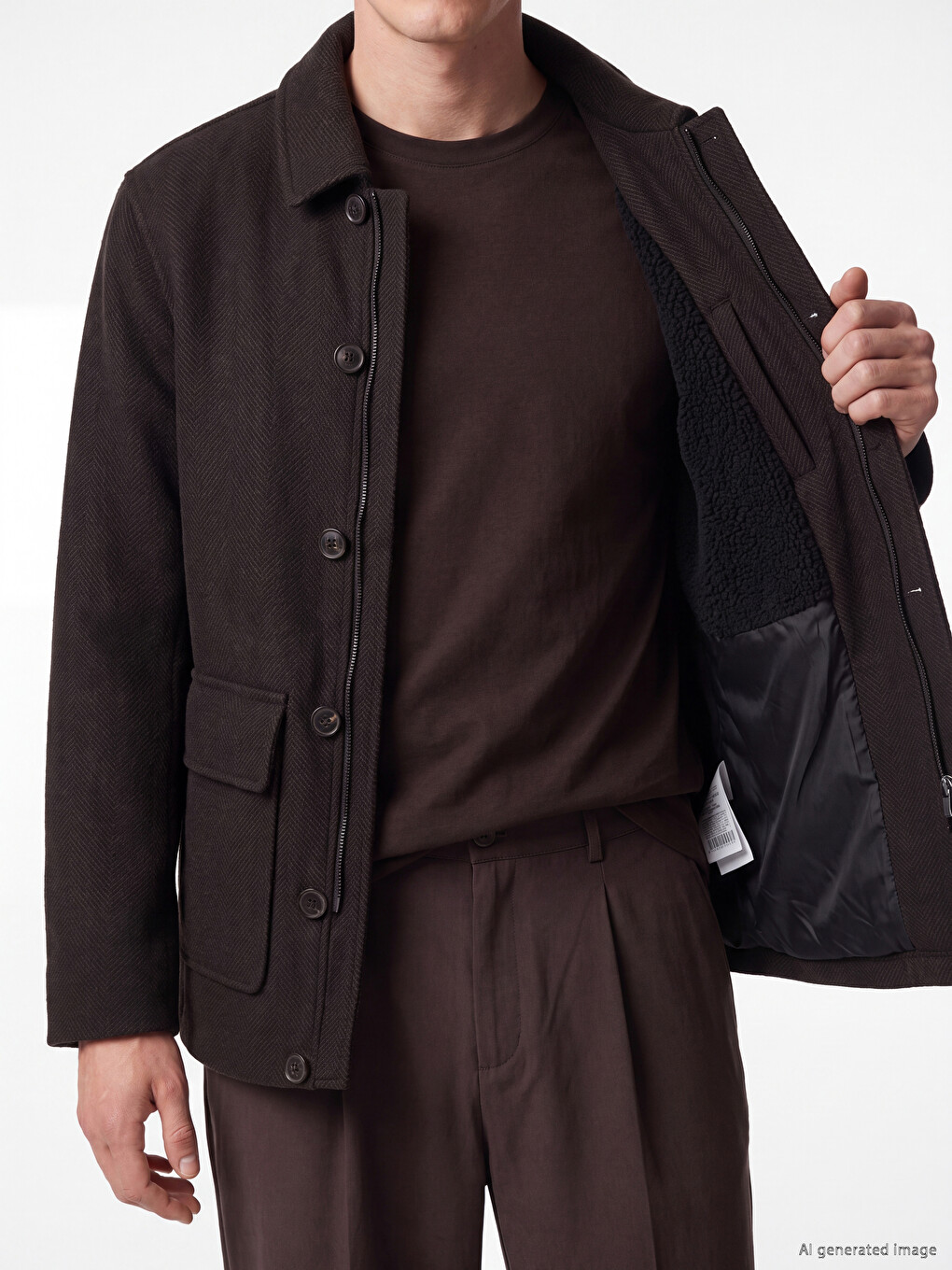 Regular Fit Men's Felt Coat-3