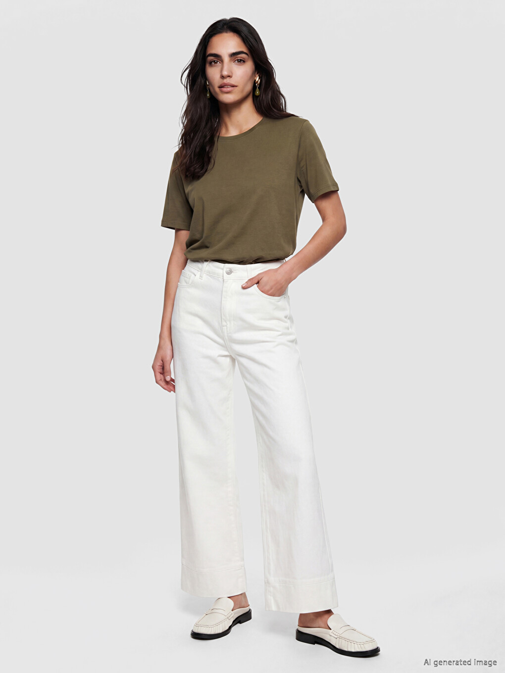 Woman Khaki T-shirt-1