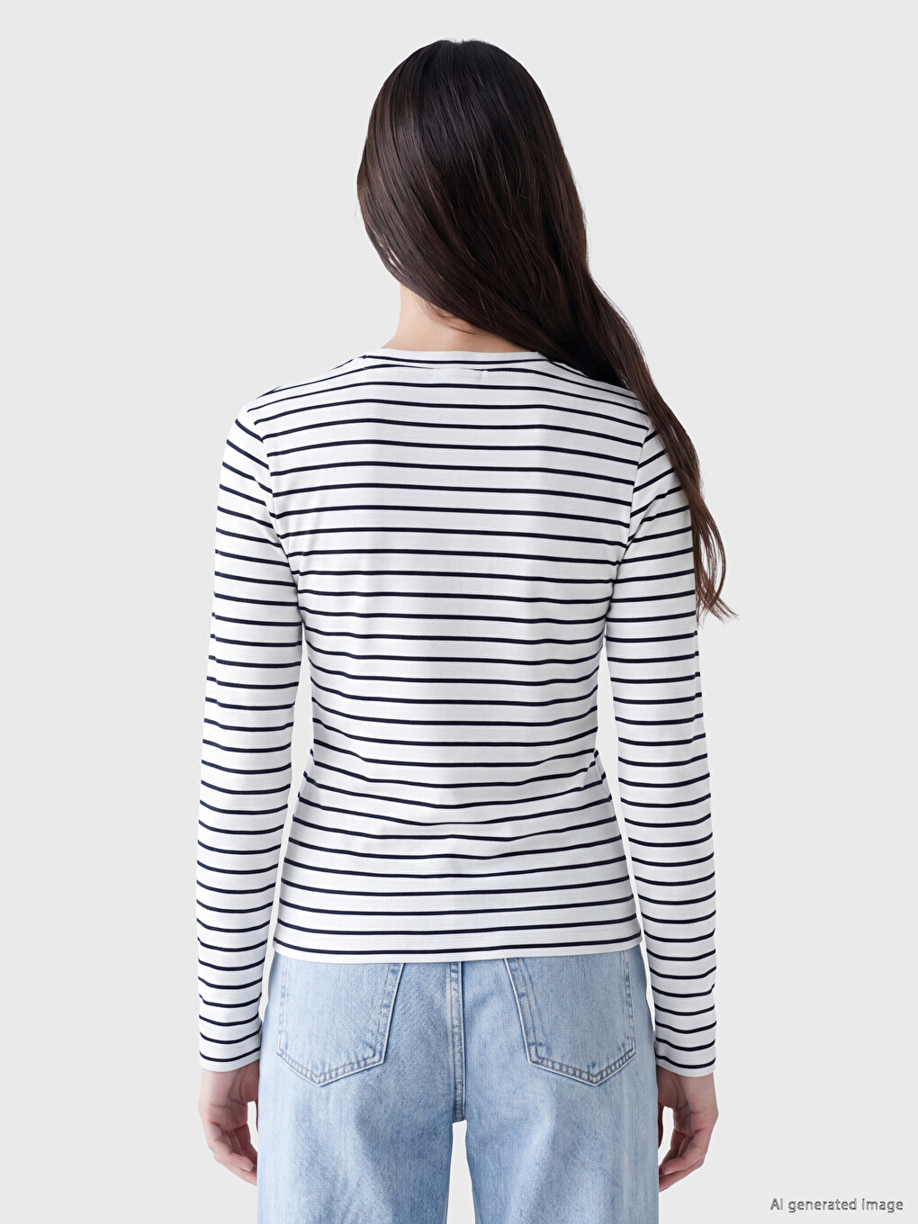 Crew Neck Striped Women's Body-3