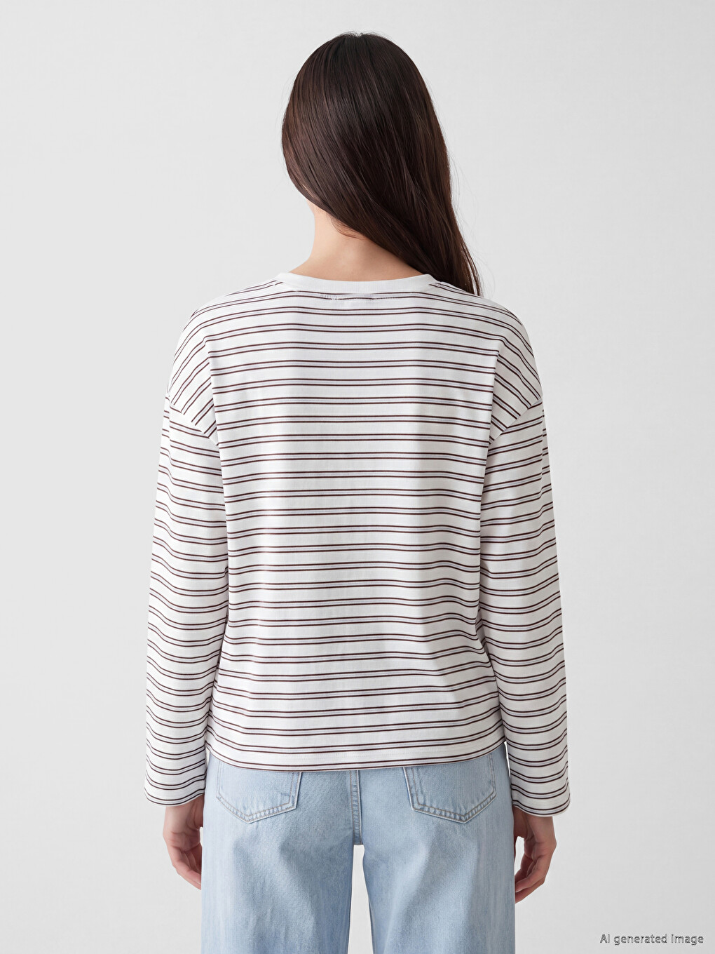 Crew Neck Striped Women's T-shirt-3
