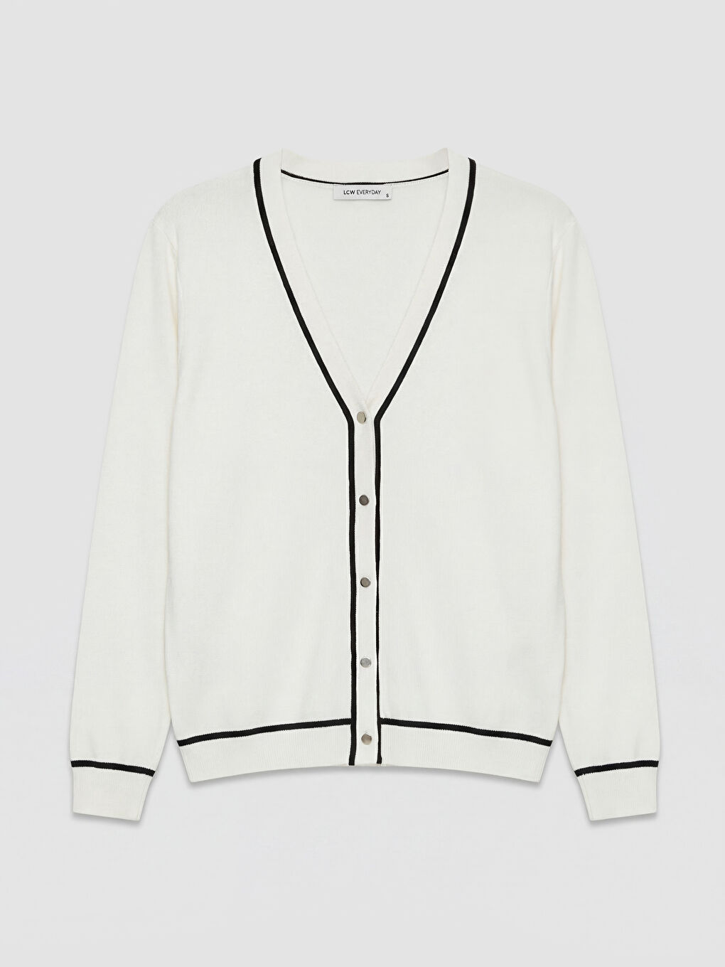 Beyaz V Yaka Kadın Triko Hırka-4